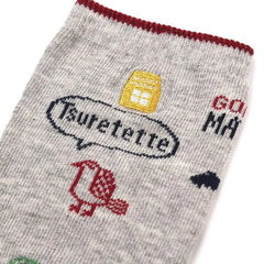 Matildasan Cat Print Socks Gray