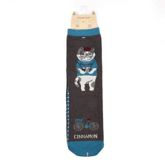 Cinnamon Cat Print Socks Brown