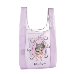 Parlor Suzurando Cat Chiffon Fabric Shopping Bag Purple