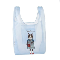 Parlor Suzurando Cat Chiffon Fabric Shopping Bag Blue