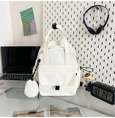 Set: Plain Nylon Backpack + Pouch