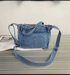 Denim Top Handle Crossbody Bag