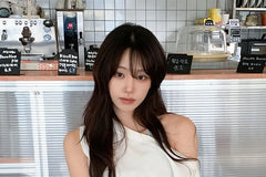 Set: Scoop Neck Plain Tank Top + Short-Sleeve Off Shoulder Asymmetrical Plain Crop T-Shirt