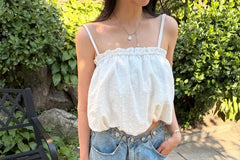 Spaghetti Strap Plain Bubble Camisole Top