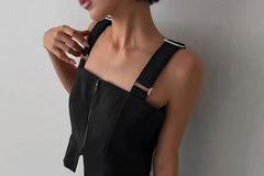 Set: Sleeveless Square Neck Plain Crop Top + Elastic Waist Plain Mini A-Line Skirt