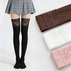 Lace Trim Over-the-Knee Socks
