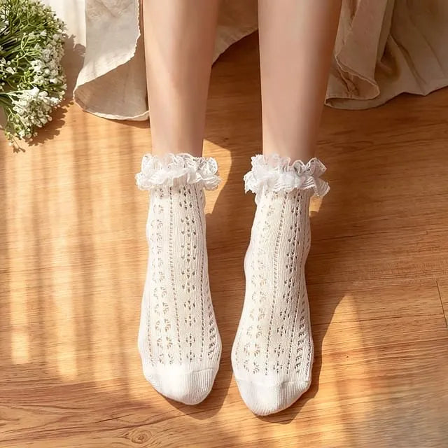 Lace Trim Pointelle Socks