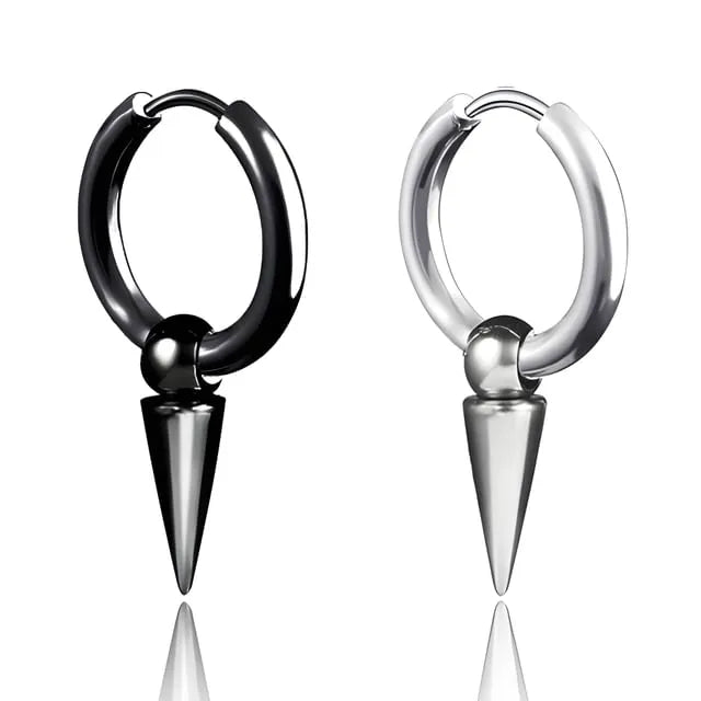 Stainless Steel Cone Dangle Hoop Earring