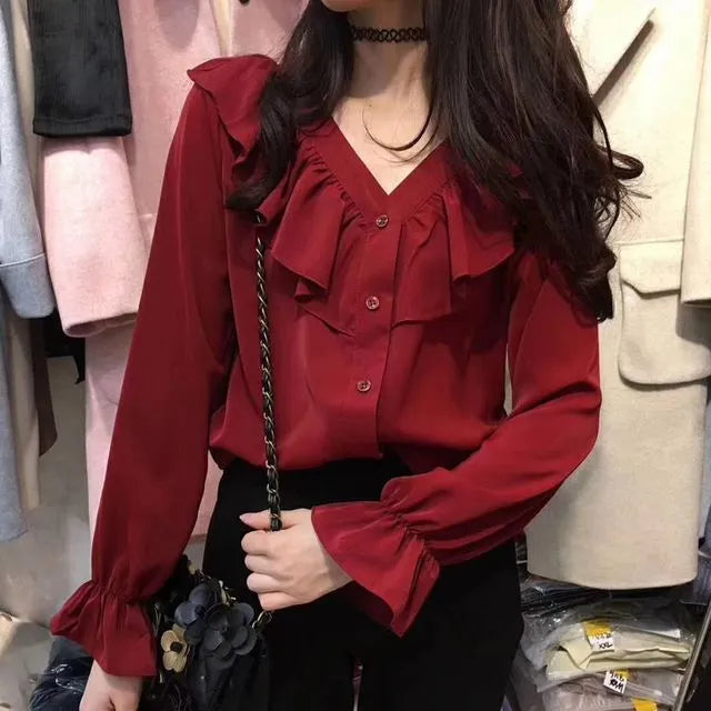 Ruffle Trim Blouse