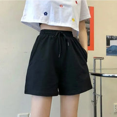 Drawstring Waist Wide Leg Shorts