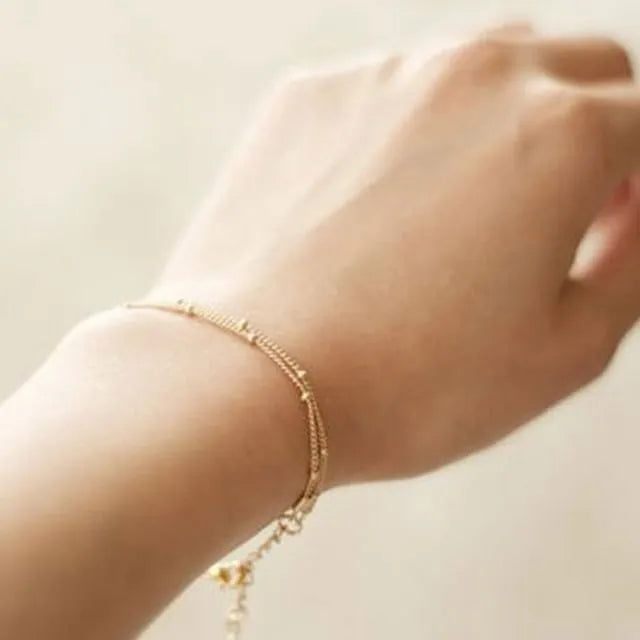 Layered Beaded Chain Bracelet