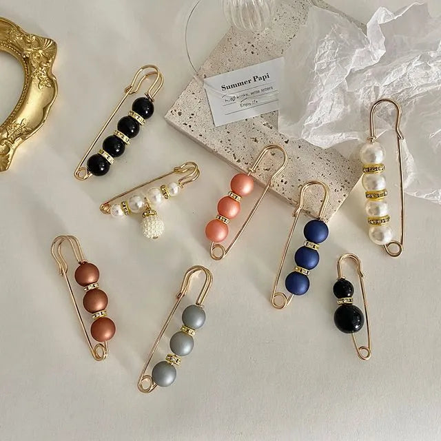 Bead / Faux Pearl Adjustable Waist Safety Pin