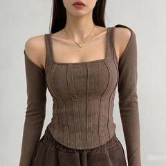 Set: Paneled Crop Tank Top + Bolero Top