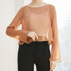 Long-Sleeve Sheer Dance Top