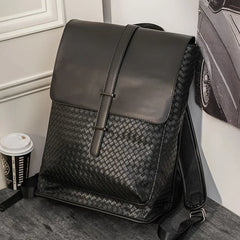 Woven Faux Leather Backpack