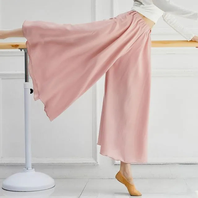 High Waist Plain Wide Leg Dance Pants