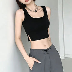 Side-Slit Skinny Crop Tank Top in 5 Colors
