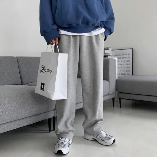 Drawstring-Waist Straight-Cut Loose Sweatpants