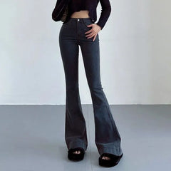 High Waist Washed Flared Jeans