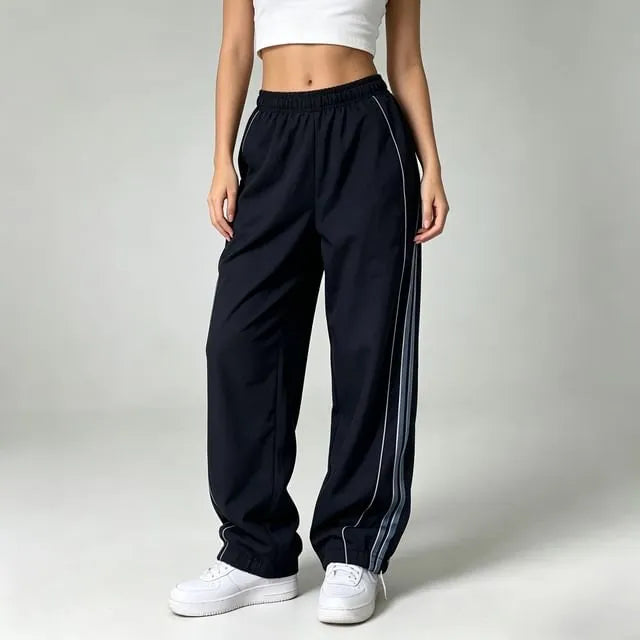 Low Rise Striped Loose-Fit Wide-Leg Sweatpants