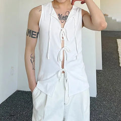 Plain Lace-Up Tank Top