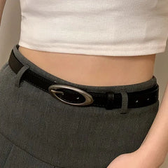 Faux Leather Slim Belt