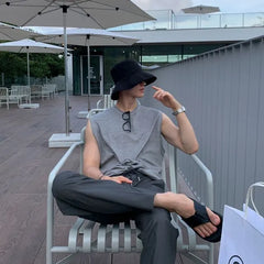 Sleeveless Crew Neck Plain T-Shirt