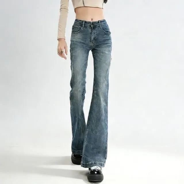 Mid Rise Washed Flared Jeans (Various Designs)