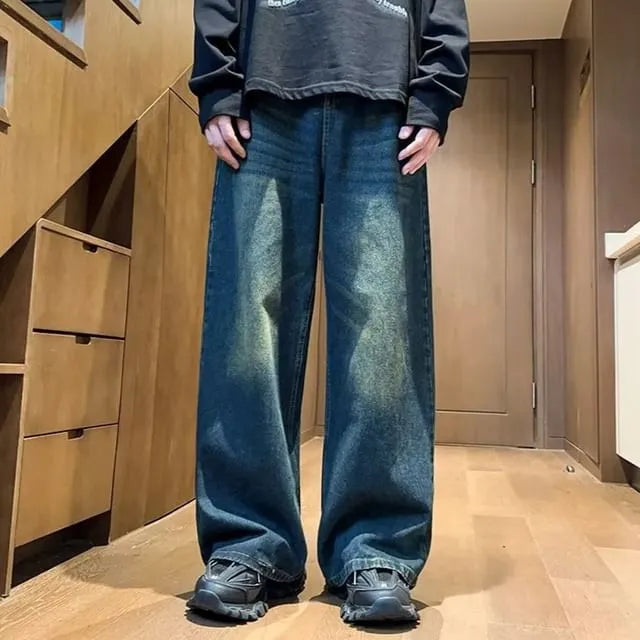 Mid Rise Wash Wide Leg Jeans