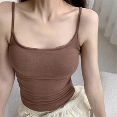 Plain Slim-Fit Padded Crop Cami Top