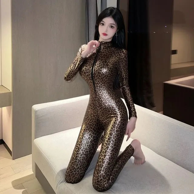 Long-Sleeve Half-Zip Jumpsuit