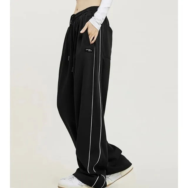 Low Rise Striped Loose-Fit Wide-Leg Sweatpants