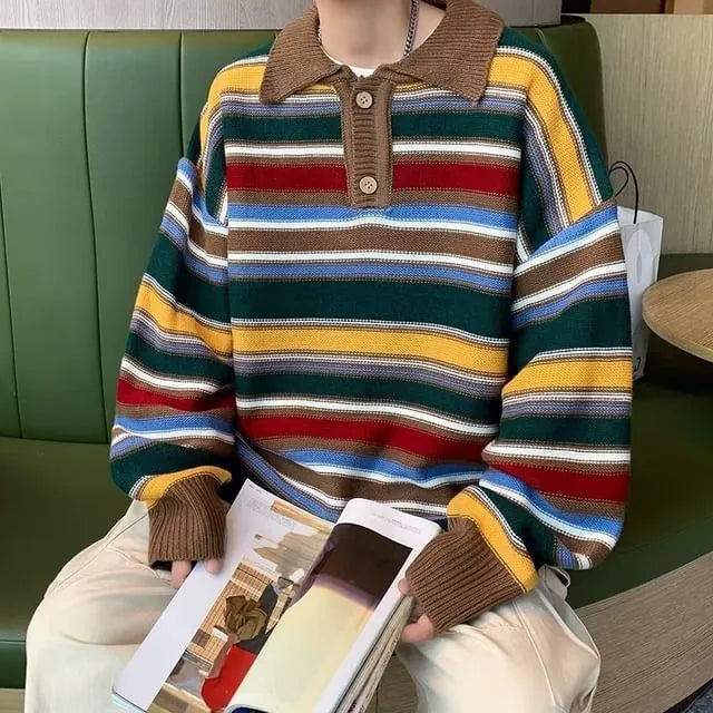 Striped Polo Sweater