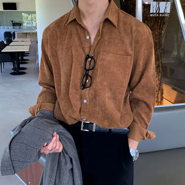 Plain Corduroy Oversize Shirt