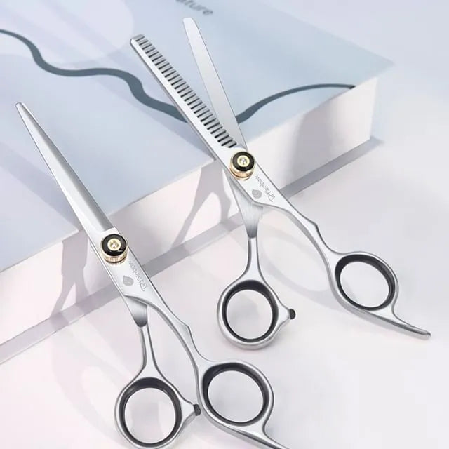 Stainless Steel Hair Scissors (Various Designs) / Hair Comb / Cleaning Cloth / Set