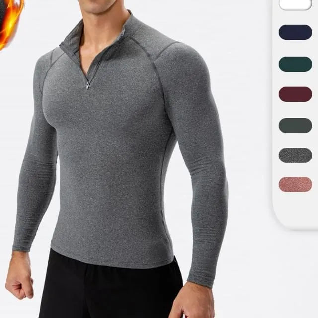 Long-Sleeve Half Zip Plain Sports Top