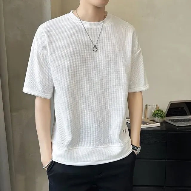 Mock Two-Piece Waffle T-Shirt