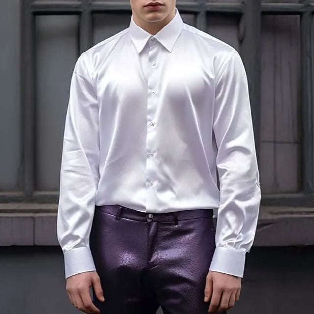 Long-Sleeve Satin Shirt