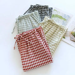 Couple Matching Drawstring Waist Gingham Pajama Pants (Various Designs)