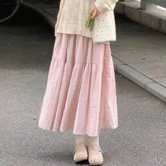 High Rise Plain Maxi A-Line Skirt