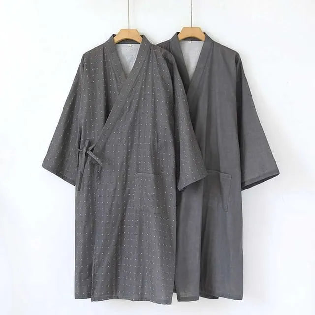 V-Neck Sashed Kimono Robe