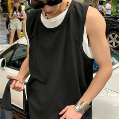Two Tone Mock Two-Piece Tank Top