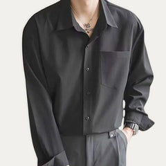Long-Sleeve Pocketed Plain Shirt