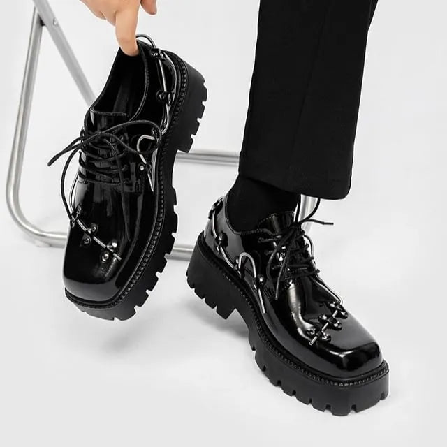 Square Toe Lace-Up Platform Derby Shoes