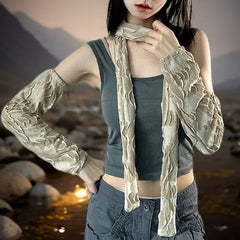 Distressed Light Scarf / Arm Sleeves / Set