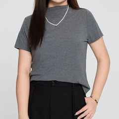 Short-Sleeve Mock Neck Tee