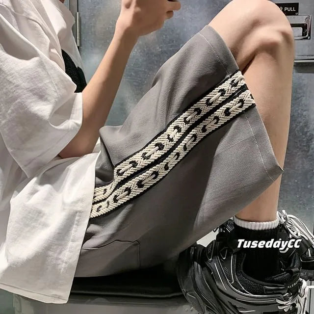 Mid Waist Woven Strap Wide Leg Shorts