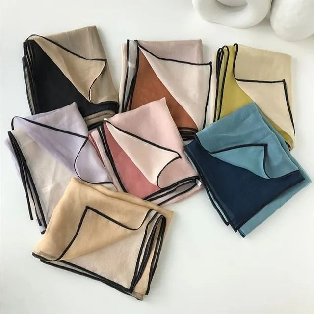 Piped Two-Tone Chiffon Scarf