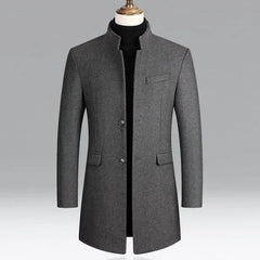 Stand Collar Plain Button Coat