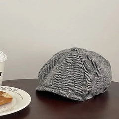 Striped Newsboy Cap